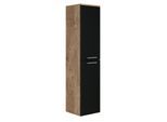 BADEZIMMERSCHRANK Saturnus mit 2 Türen Kastanien Eiche / Schwarz - 35 x 35 x 130 cm