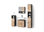 BADMÖBEL-SET Ronco Goldkraft Eiche/Anthrazit 4 Teile, mit Hochschrank