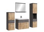 BADMÖBEL-SET Alba 5 Teile Kastanien Eiche / Grau - 60 x 35 x 51 cm