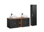 BADMÖBEL 140.8cm Adriel 2er-Set Schwarz