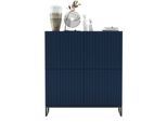 KOMMODE Elpis 4D Marineblau Matt mit metallrahmen Glamour 112 cm