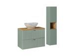 BADMÖBEL 80.4cm Jade 2er-Set Grün und Holz