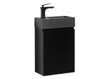 GÄSTE-WC-MÖBELSET Angela 2 Teile Schwarz Matt - Schwarze Waschbecken - 40 x 22 x 64 cm
