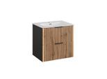 WASCHTISCH 60.2cm Gaia Holz in Eichenoptik und Schwarz