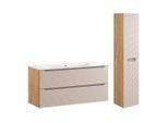BADMÖBEL 120cm Elora 2er-Set Beige und Holz