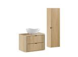 BADMÖBEL 80.4cm Mila 2er-Set Helle Eiche