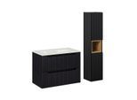 BADMÖBEL 80cm Riva 2er-Set Schwarz