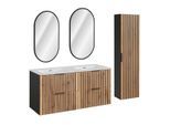 BADMÖBEL 120.4cm Gaia 2er-Set Holz in Eichenoptik und Schwarz