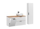 BADMÖBEL 120.8cm Adriel 2er-Set Weiß und Holz