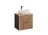 WASCHTISCH 60.6cm Gaia Holz in Eichenoptik und Schwarz