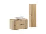 BADMÖBEL 100.4cm Mila 2er-Set Helle Eiche