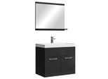 BADMÖBEL-SET Montreal 02 3 Teile Beton Schwarz Hochglanz - 60 x 35 x 51 cm