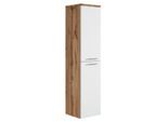 BADEZIMMERSCHRANK Saturnus mit 2 Türen Eiche mit Weiß - 35 x 35 x 130 cm