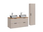 BADMÖBEL 120.8cm Adriel 2er-Set Beige