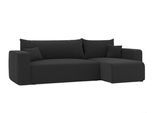 ECKSOFA Schwarz Cord-Stoff mit Bettkasten