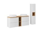 BADMÖBEL 140.4cm Riva 2er-Set Weiß und Holz