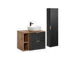 BADMÖBEL 80.6cm Adriel 2er-Set Schwarz