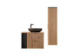 BADMÖBEL 80.6cm Gaia 2er-Set Holz in Eichenoptik und Schwarz