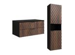 WASCHTISCHUNTERSCHRANK 81cm Nevia 2er-Set Holz und Schwarz