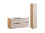 BADMÖBEL 120cm Elora 2er-Set Beige und Holz