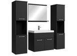 BADMÖBEL-SET Montreal 5 Teile Schwarz Matt - 60 x 35 x 51 cm