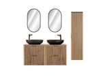 BADMÖBEL 120.6cm Gaia 2er-Set Holz in Eichenoptik und Schwarz