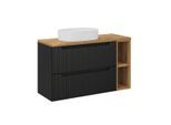 WASCHTISCH 100.4cm Riva Schwarz und Holz