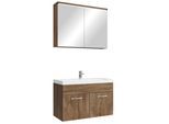 BADMÖBEL-SET Paso 3 Teile Braun Eiche - 80 x 35 x 55 cm