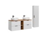 BADMÖBEL 140.8cm Adriel 2er-Set Weiß