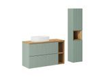 BADMÖBEL 100.4cm Jade 2er-Set Grün und Holz
