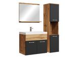 BADMÖBEL-SET Montreal 4 Teile Eiche / Schwarz - 60 x 35 x 51 cm