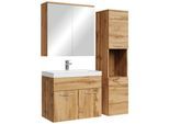 BADMÖBEL-SET Montreal 4 Teile Spiegelschrank Eiche - 60 x 35 x 51 cm