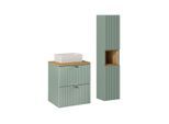 BADMÖBEL 50.4cm Jade 2er-Set Grün und Holz