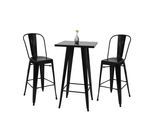 STEHTISCH-SET METALL eckig Schwarz 3er-Set