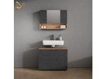 BADMÖBEL-SET Ronco Anthrazit mit Wabenstruktur 2 Teile, Unterschrank 80 cm