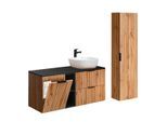 BADMÖBEL 120.8cm Adriel 2er-Set Holz und Schwarz
