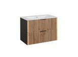 WASCHTISCH 80.2cm Gaia Holz in Eichenoptik und Schwarz
