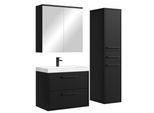 BADMÖBEL-SET Florence 4 Teile Schwarz Matt - 60 x 35 x 51 cm