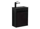 GÄSTE-WC-MÖBELSET Sinta 2 Teile Schwarz Holz - Schwarze Waschbecken - 40 x 22 x 54 cm