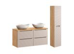 BADMÖBEL 120cm Elora 2er-Set Beige und Holz