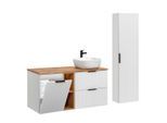 BADMÖBEL 120.8cm Adriel 2er-Set Weiß und Holz