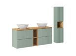 BADMÖBEL 140.4cm Jade 2er-Set Grün und Holz