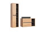 BADMÖBEL 100cm Rigel 2er-Set Holz und Anthrazit