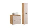 BADMÖBEL 60cm Elora 2er-Set Beige und Holz
