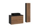 BADMÖBEL 80.2cm Elena 2er-Set Holz und Schwarz