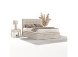 POLSTERBETT Guam mit Stauraum 120/200 cm Hellbeige im Megan Stoff