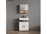 BADMÖBEL-SET Ronco Weiß Hochglanz/Goldkraft Eiche 2 Teile, Unterschrank 60 cm
