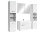 BADMÖBEL-SET Paso LED 5 Teile Weiß Hochglanz - 80 x 35 x 55 cm