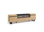 LOWBOARD mit Elektrokamin, Eiche, Schwarz, 200/35/57cm