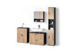 BADMÖBEL-SET Ronco Goldkraft Eiche/Anthrazit 4 Teile, mit Schubladenschrank und Midischrank